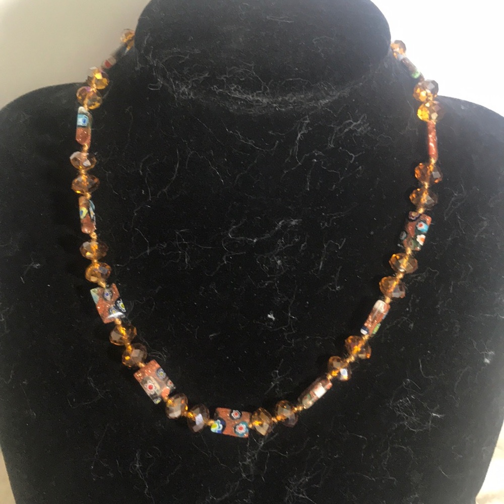 “MILLEFIORIl” Vintage Multicoloured Venetian Glass Necklace.